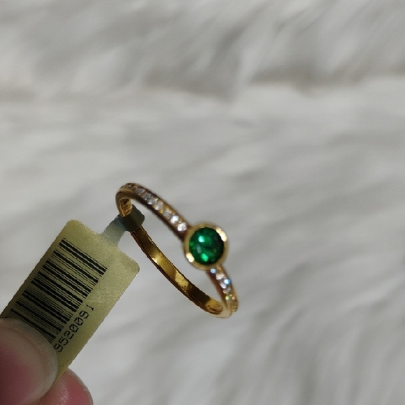 SALE! New Genuine Emerald 925 Sterling Silver Gold Plated & White Sapphires - Picture 10 of 11